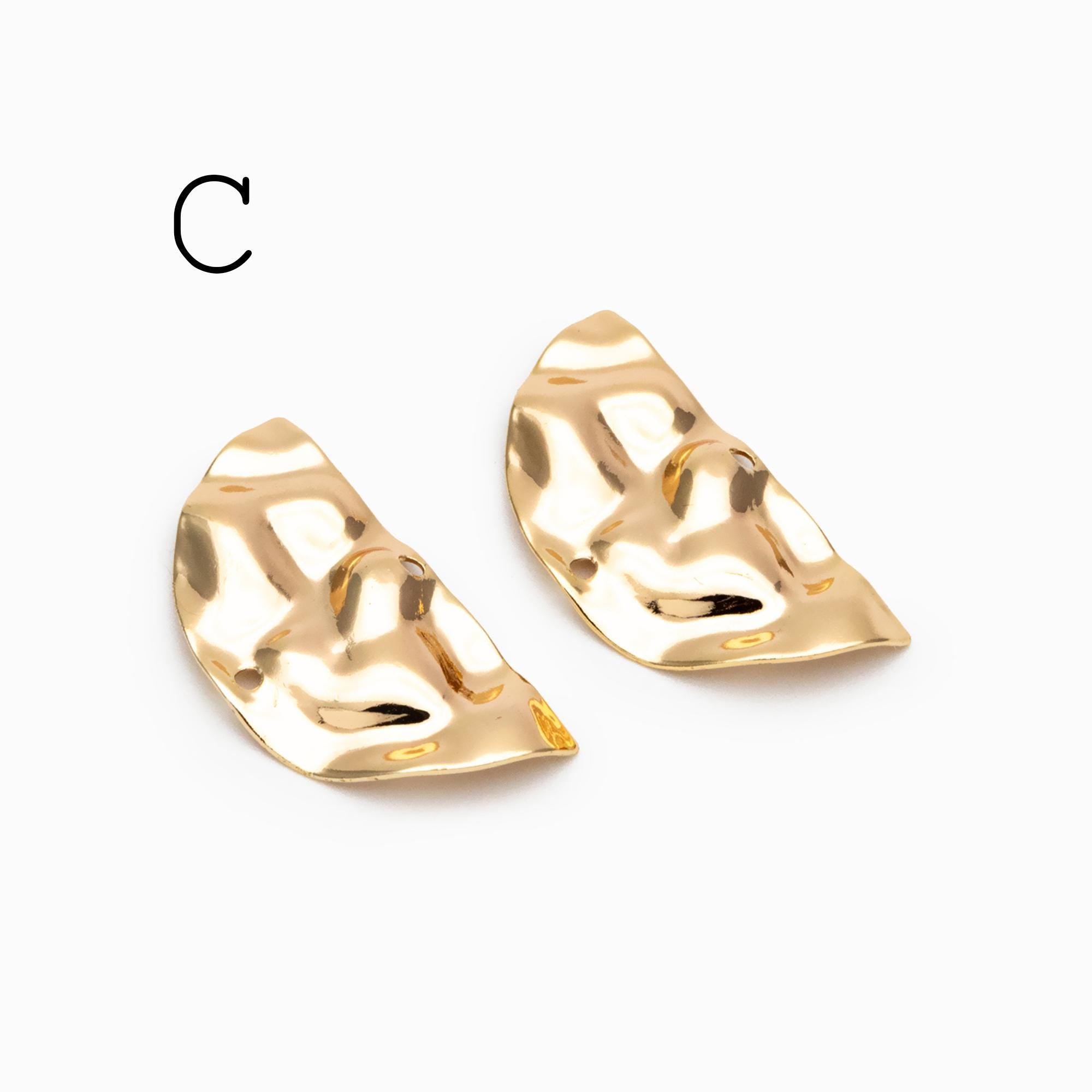 10pcs Gold/ Silver Tone Hammered Geometric Charms , Gold/ Rhodium plated Brass, Polished Earring Pendants (GB-402)